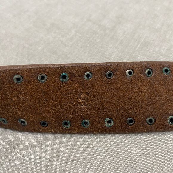 Calvin Klein Studded Genuine Leather Belt Square Buckle Bohemian Size S Brown - Picture 4 of 8